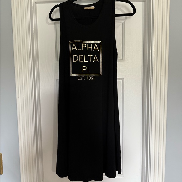 Revelry Black Alpha Delta Pi Sleeveless Tank Dress - Picture 1 of 2